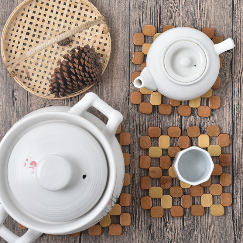 High-quality bamboo heat insulation pads, natural Nan bamboo heat-resistant table MATS, household dining table coasters and bowl MATS, high-temperature resistant heat-resistant pads pic 9