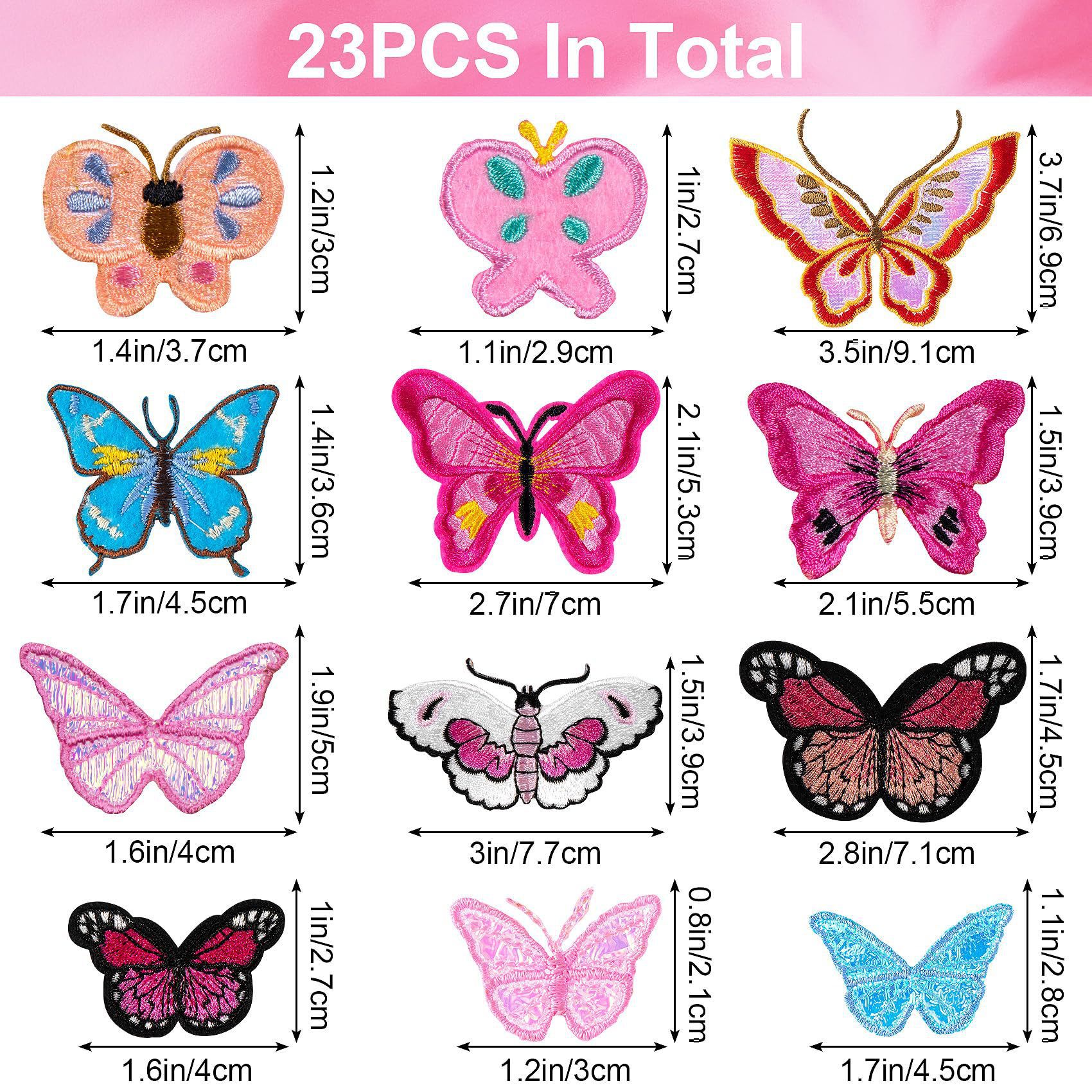 跨境新款彩色蝴蝶刺绣布贴多款组合装饰补丁贴纺织辅料布贴详情3