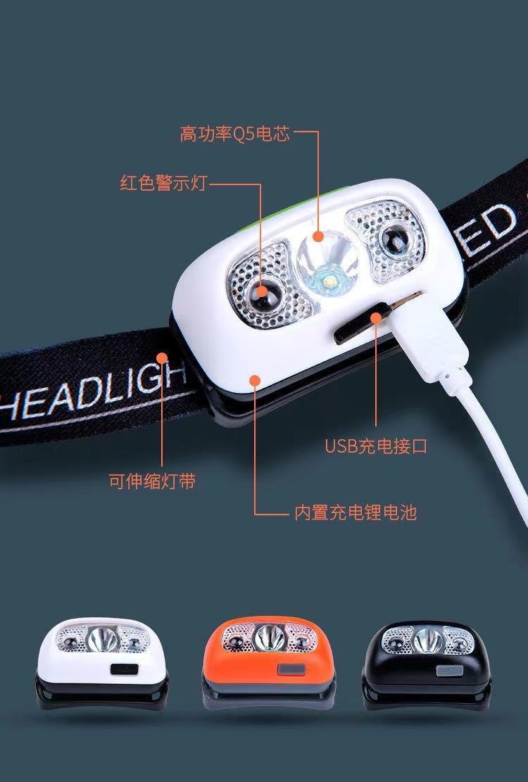 Induction headlamp, high-intensity rechargeable, ultra-bright long-range fishing night light, LED head-mounted outdoor portable work light pic 11