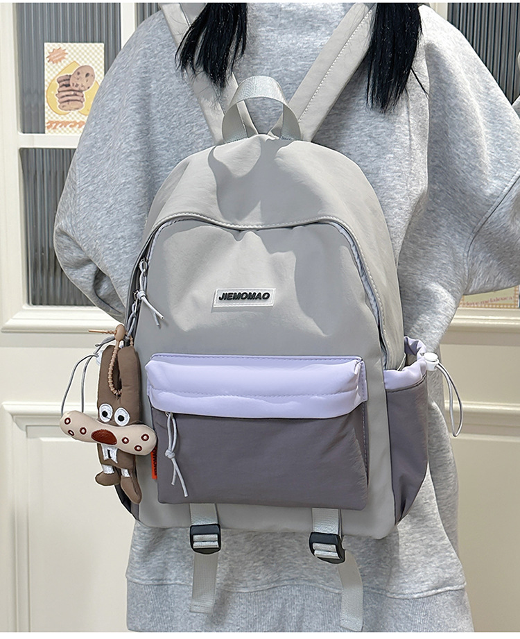 跨境新款学院风百搭双肩包初高中学生上课书包撞色洋气轻便双背包详情21