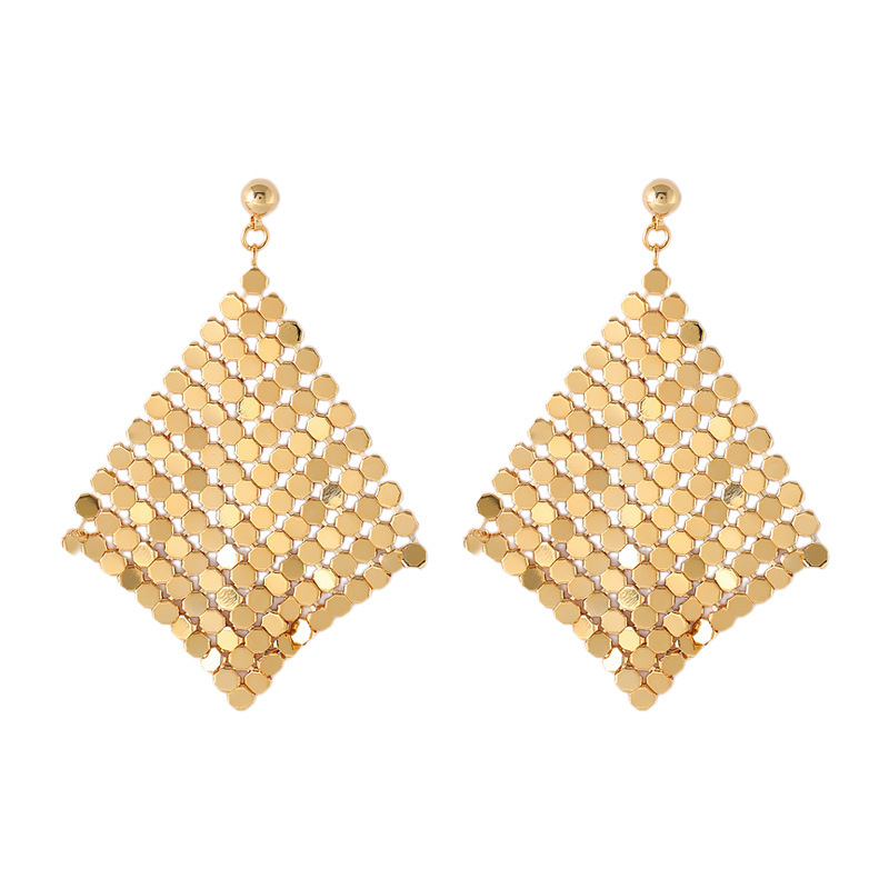 New high-end, light luxury geometric silver sequined stud earrings for women, unique personality, versatile and exquisite earrings wholesale pic 12