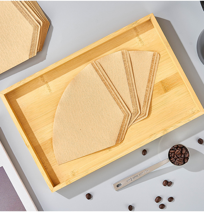 Coffee filter paper V-shaped, wood pulp conical filter paper V60, hand-brewed coffee fan-shaped filter paper V02, 50 filter cups pic 11