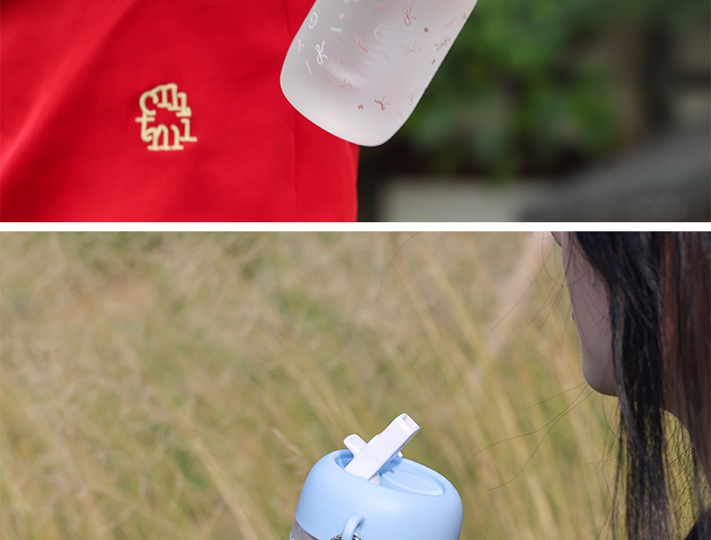 Cute Rabbit Master. Original InS-style glass water cup with heat-resistant cup sleeve and double-drinking straw. Ins-style heat-resistant water cup pic 15