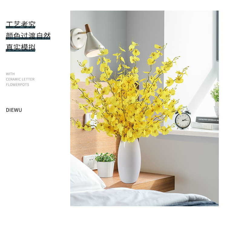Dancing Orchid, single artificial flower, Phalaenopsis, European-style home decoration, Oncidium, cross-border flower bouquet, 5-fork simulated dancing orchid pic 17