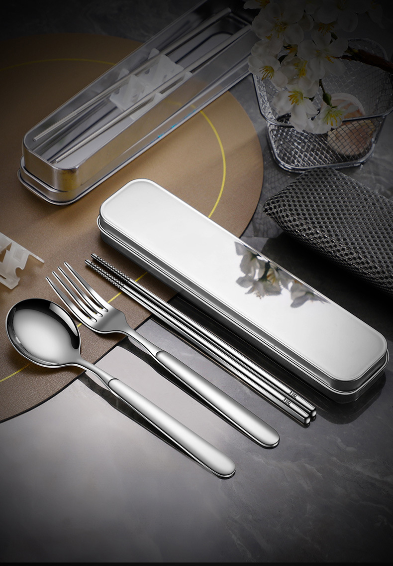 316不锈钢筷子勺子套装小学生儿童餐具盒收纳盒单人装便携式户外详情18