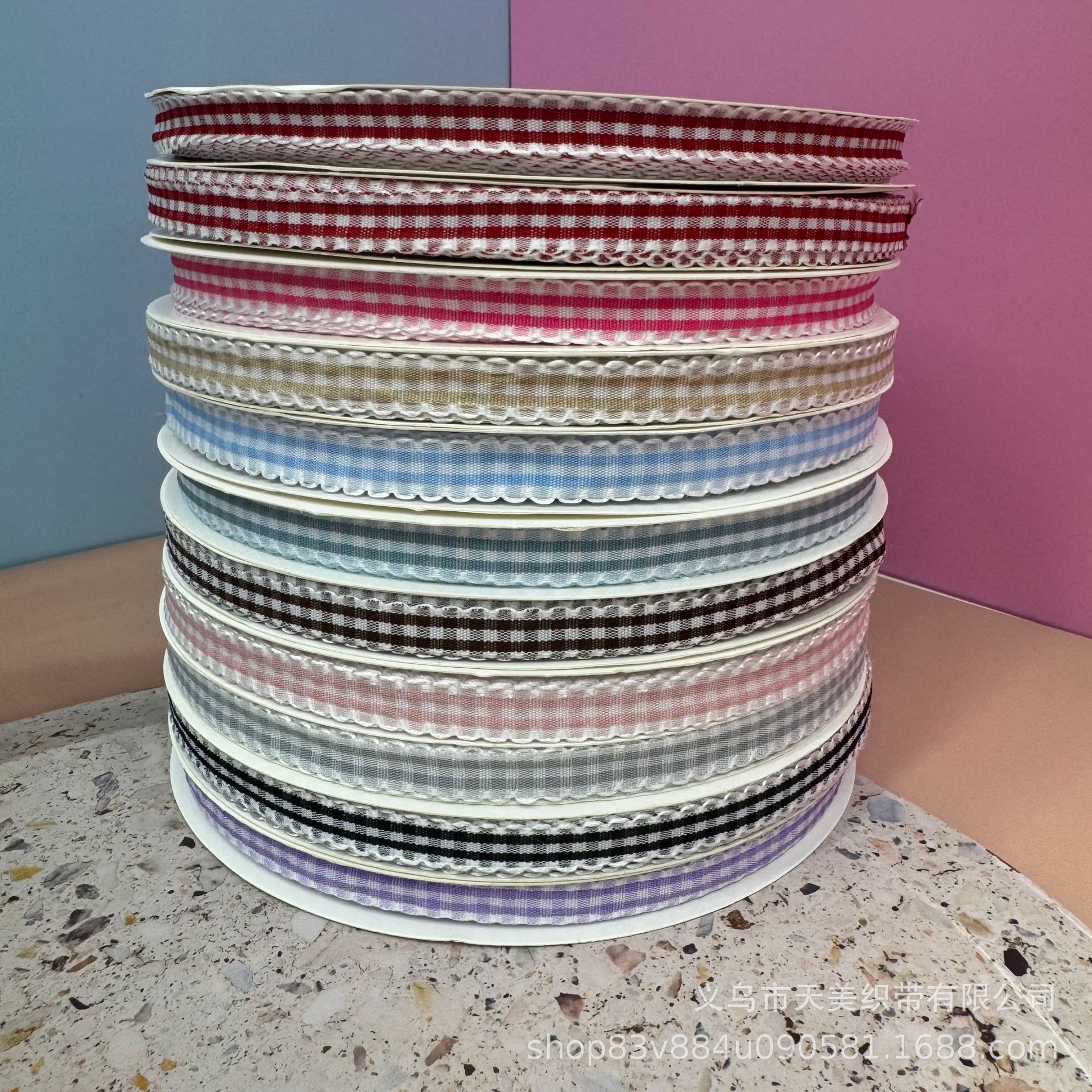 Black fungus edge checkered tape 1-4 cm wide wavy macaron colorful woven tape for cake baking DIY colorful checkered tape pic 1