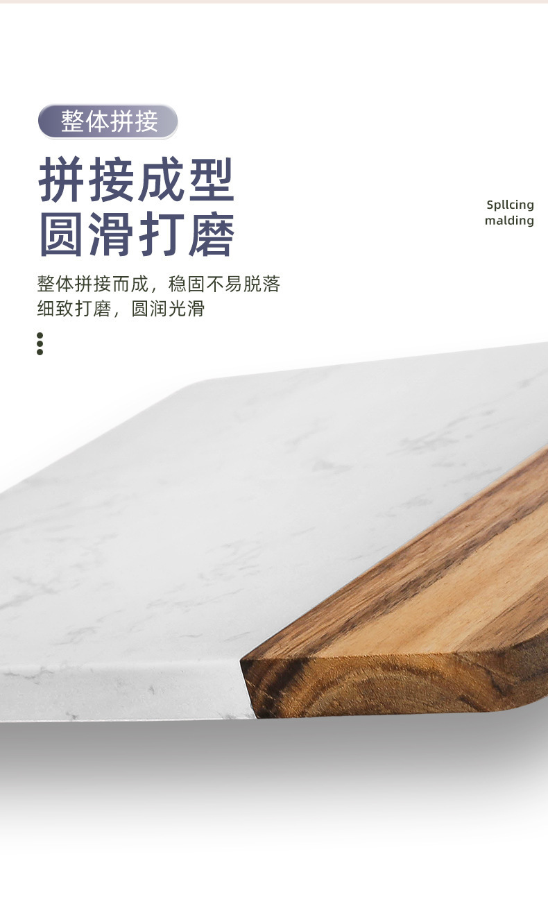 Square marble spliced acacia wood dinner plates, kitchen cutting boards, chopping boards, creative Western flat plates, simple trays, cross-border pic 5