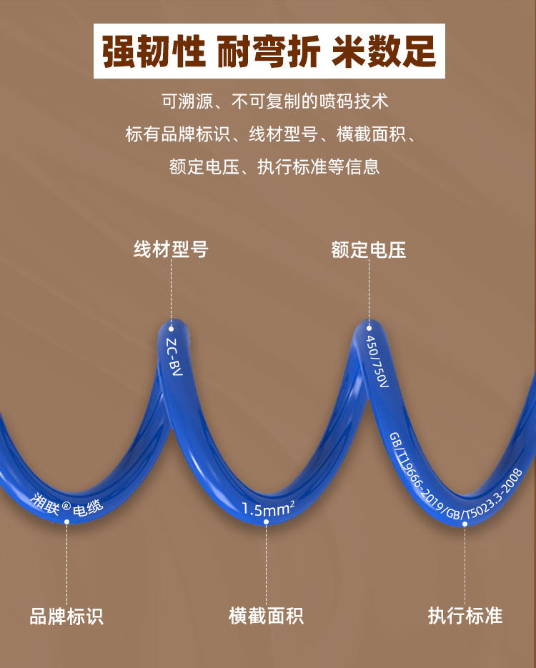 电线家用纯铜zc-bv阻燃国标单芯铜线1.5 2.5 4 6 10平方护套线详情15