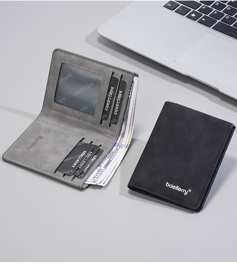 新款男士短款钱包跨境薄款磨砂皮商务两折钱夹高级感学生简约票夹详情18