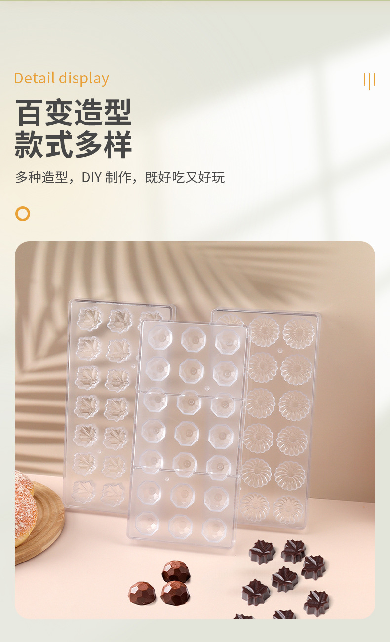 跨境热销巧克力模具食品级DIY立体烹饪食物透明模具家用蛋糕糖果详情5