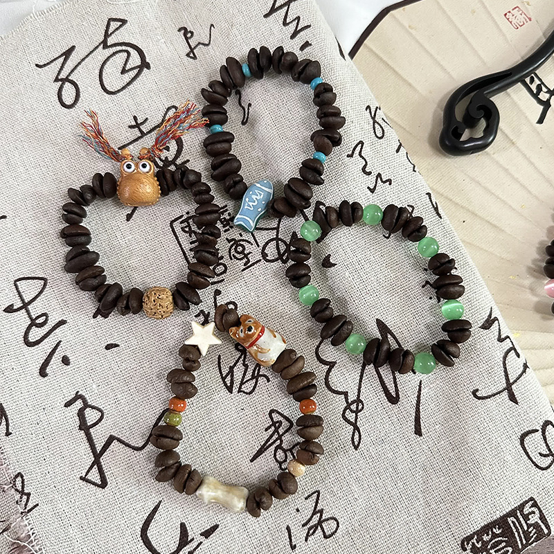 趣味咖啡豆猫爪串珠手链新中式设计感手作葫芦梅花手串百搭手链详情20