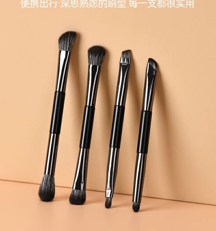 Customized double-headed eyeliner and eyeshadow brush 4-piece set with mirror storage box portable brush makeup brush wholesale in Cangzhou pic 4