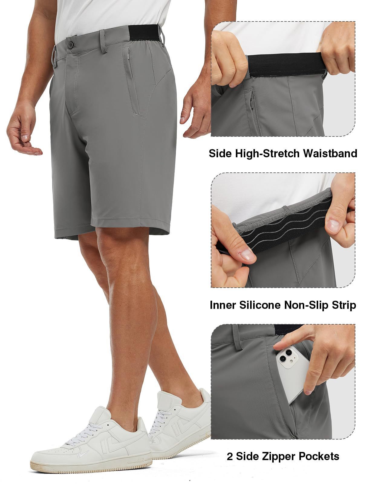 跨境爆款夏季男士纯色休闲户外短裤宽松健身高尔夫五分裤详情8