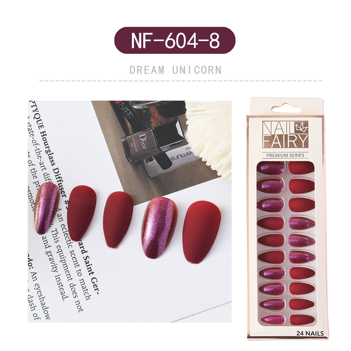 Cross-border new matte nail patches, wearable nails, reusable nail patches, finished fake nail sheets pic 11