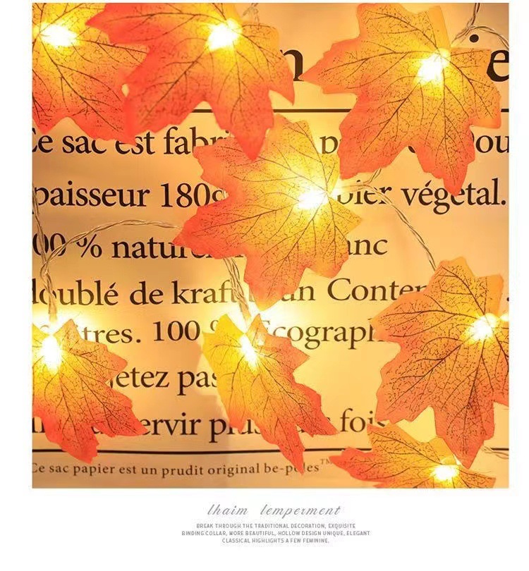 跨境LED仿真枫叶南瓜灯串感恩万圣节圣诞节日氛围装饰庭院小彩灯详情20