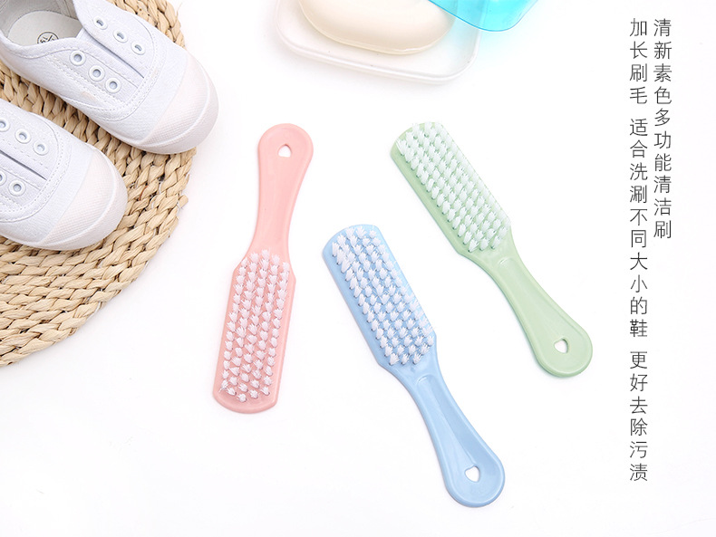 Plain plastic small brush for stain removal, laundry brush, shoe cleaning brush, long-handled soft bristles, hanging clothes brush and shoe brush pic 2