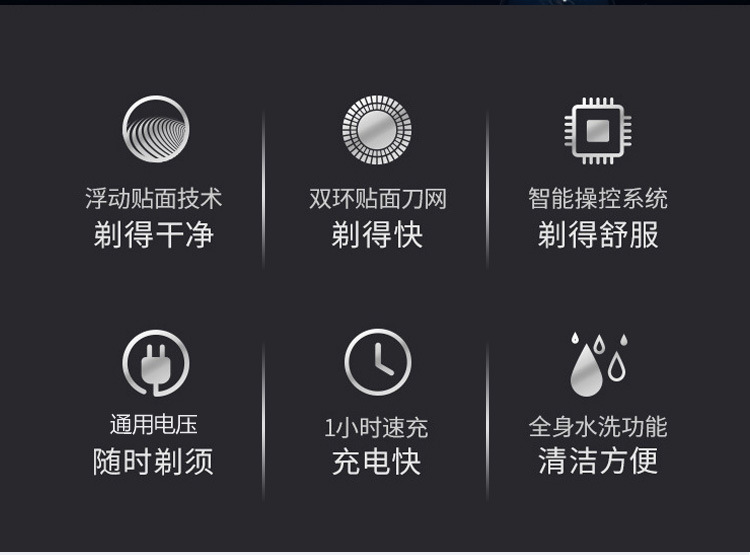 男士全身水洗智能充电刮胡刀三刀头电动剃须刀家用便携胡须刀详情5