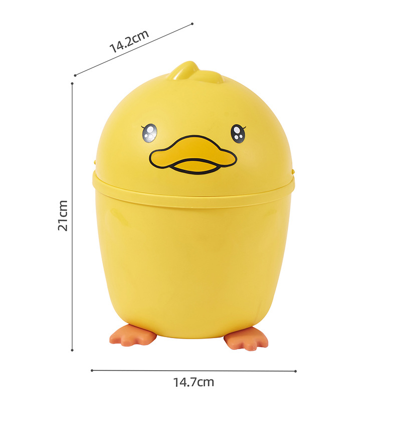 网红迷你垃圾桶 办公室翻盖收纳桶学生宿舍纸篓 小黄鸭桌面垃圾桶详情5