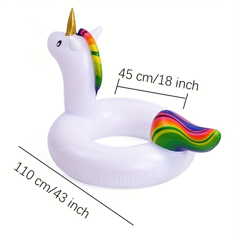 TEMU&SHEIN offers a new type of adult inflatable swimming ring with a rainbow unicorn bubble mount made of PVC pic 3
