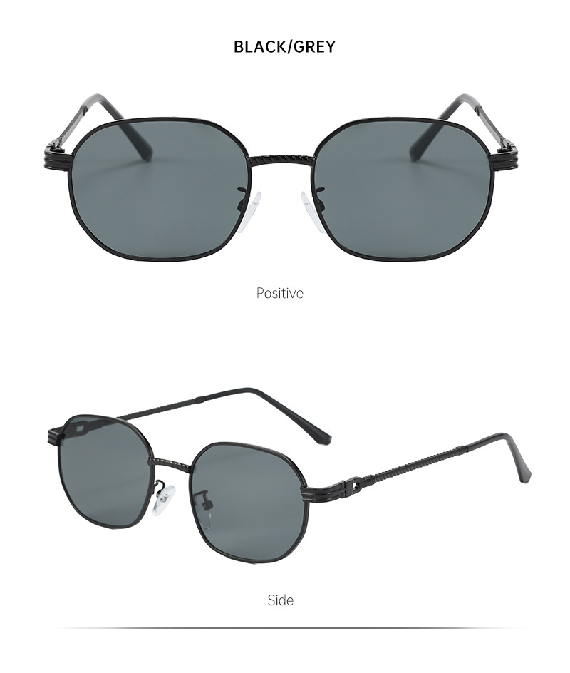 气质金属墨镜女新款复古方形高级感男太阳眼镜茶色显瘦圆脸太阳镜详情12