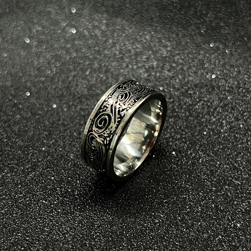 跨境供应钛钢戒指龙纹心电图心形不掉色男款不锈钢手饰 饰品批发详情17