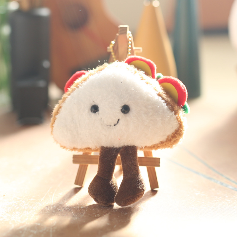 Cute and adorable sandwich food toy pendant, plush toy doll, hamburger eggplant bag, hanging decoration, keychain doll pic 5