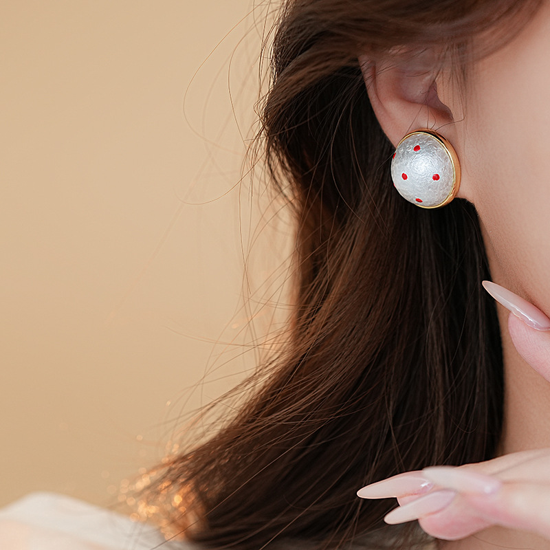 银针法式复古波点棉花珍珠耳钉时尚潮流百搭耳环简约高级感耳饰女详情13