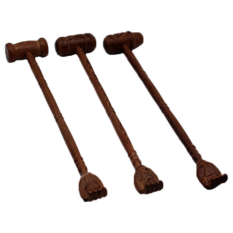 Chicken wing wood back massage device, solid wood dual-purpose fitness hammer, no need to tickle or scratch, wooden craft gift wholesale pic 6