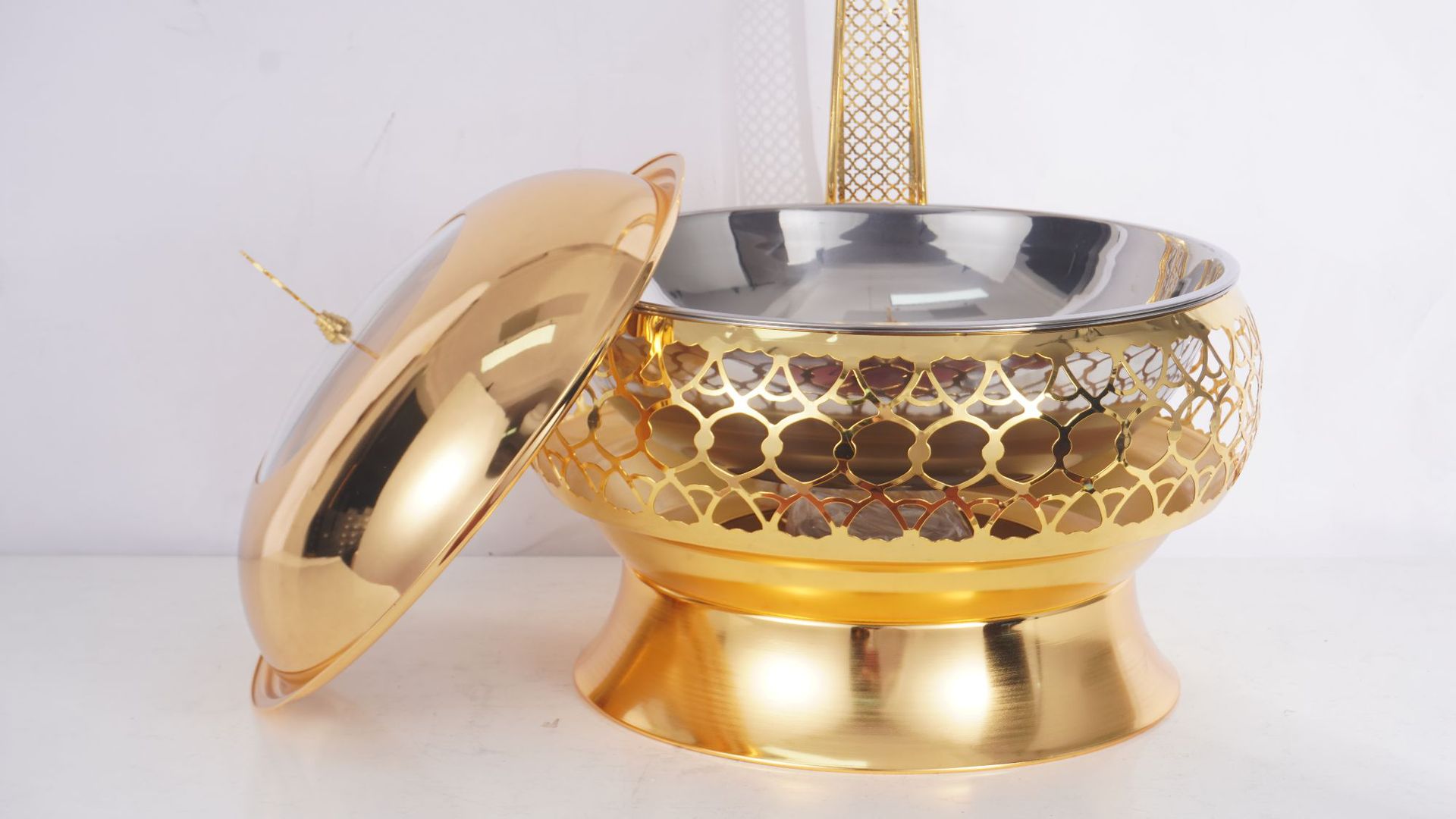 Stainless steel buffet heating stove, alcohol stove, insulated dining stove, hotel restaurant luxury lace stove, Buffet stove, 8L pic 11