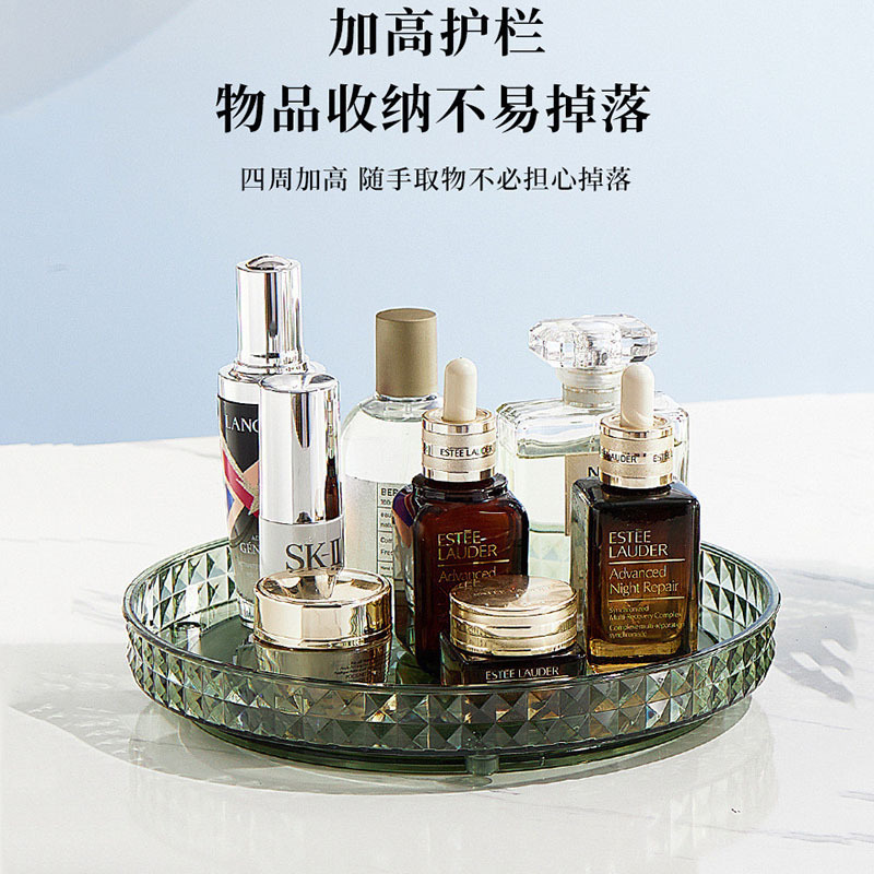 Light luxury dressing table, cosmetics rotating storage rack box, bathroom desktop, perfume and skin care products storage rack tray pic 4