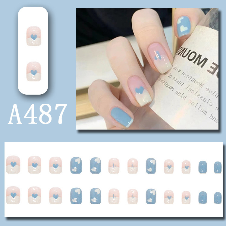 Wearable nail art pieces, artificial nail products, detachable, simple lemon ice transparent, popular online style Douyin nail art hair replacement pic 26