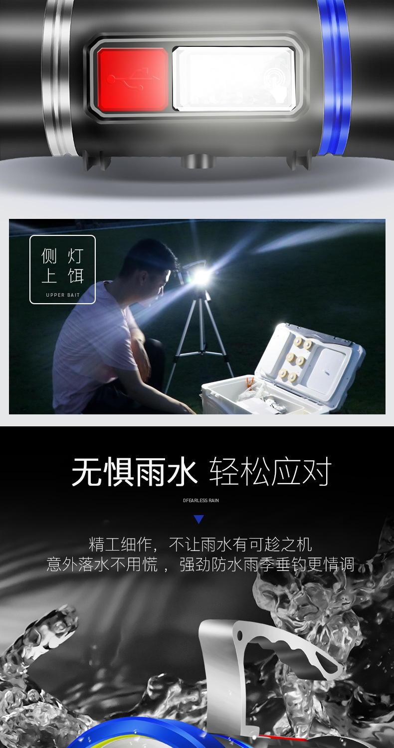 沃尔森厂家7010夜钓灯强光大功率台钓手电筒紫光氙气鱼夜光钓鱼灯详情13