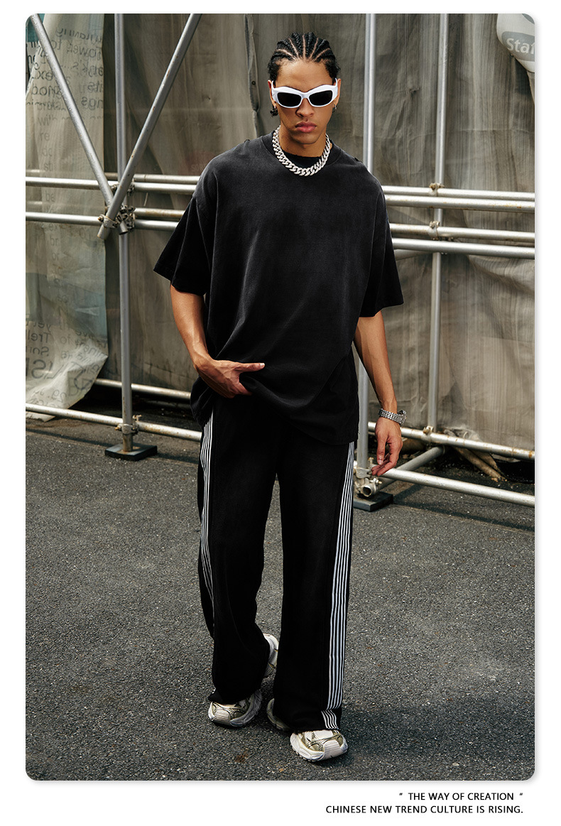 BE男装2025春夏新款纯棉水洗做旧t恤男街头潮牌巴家重磅短袖t恤男详情20