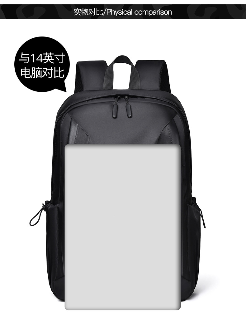 休闲男士双肩背包时尚简约防泼水大容量电脑背包商务旅行学生背包详情3