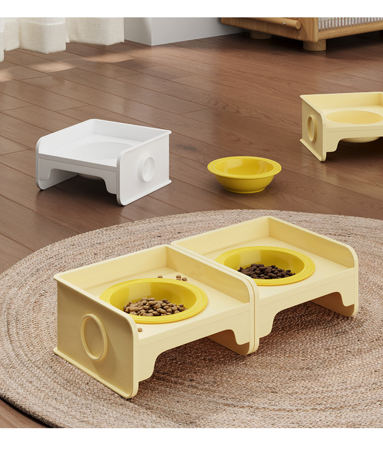 Pet square cat bowl stand dining table, can be spliced with dog bowls, cat food bowls, ceramic pet bowls, water bowls, food, leak-proof and neck protection pic 13