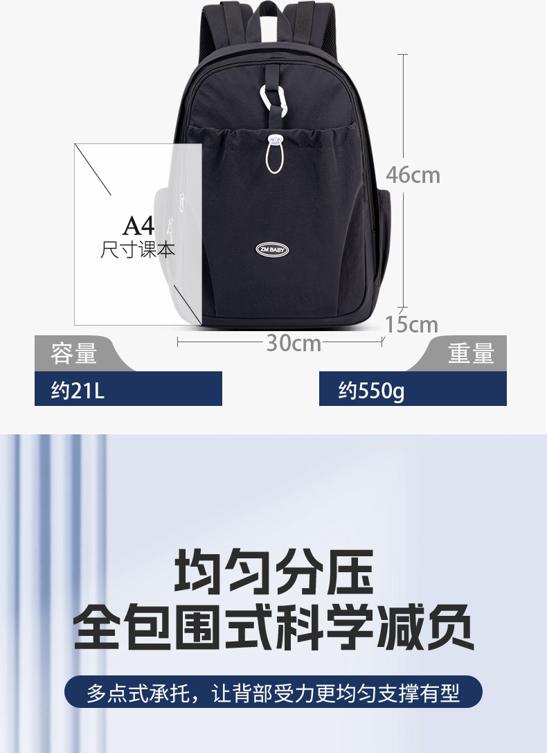 芝麻宝贝时尚双肩背包女学生小众初中女生高颜值大容量双肩包详情12