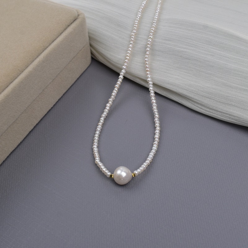 气质简约百搭天然单颗巴洛克珍珠项链路路通法式复古锁骨链choker详情6