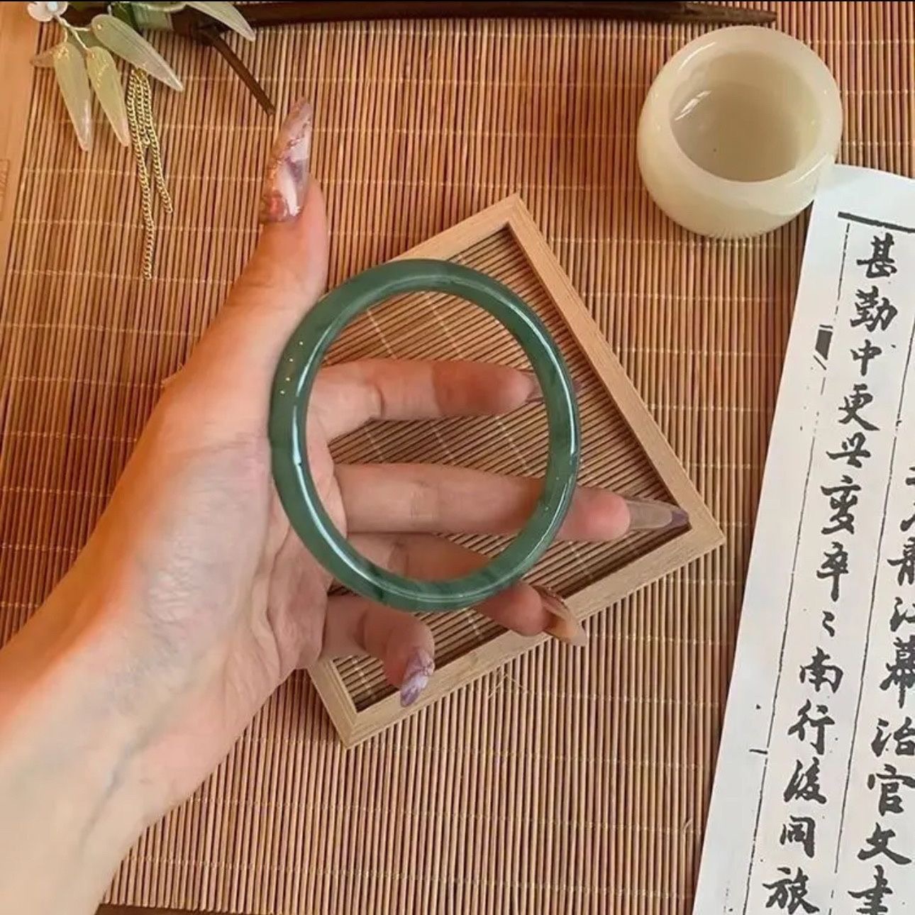 玻璃仿玉手镯批发细手镯叮当响叮当镯汉服配饰手镯禁步环圈批发手详情10