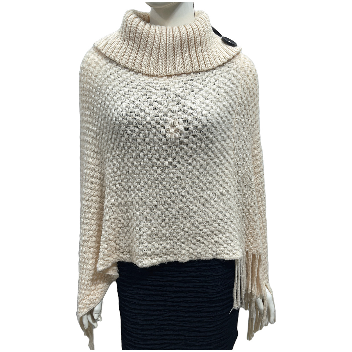 秋冬新款高领纽扣流苏女款斗篷披肩冬季保暖斗篷欧美时尚针织衫详情37