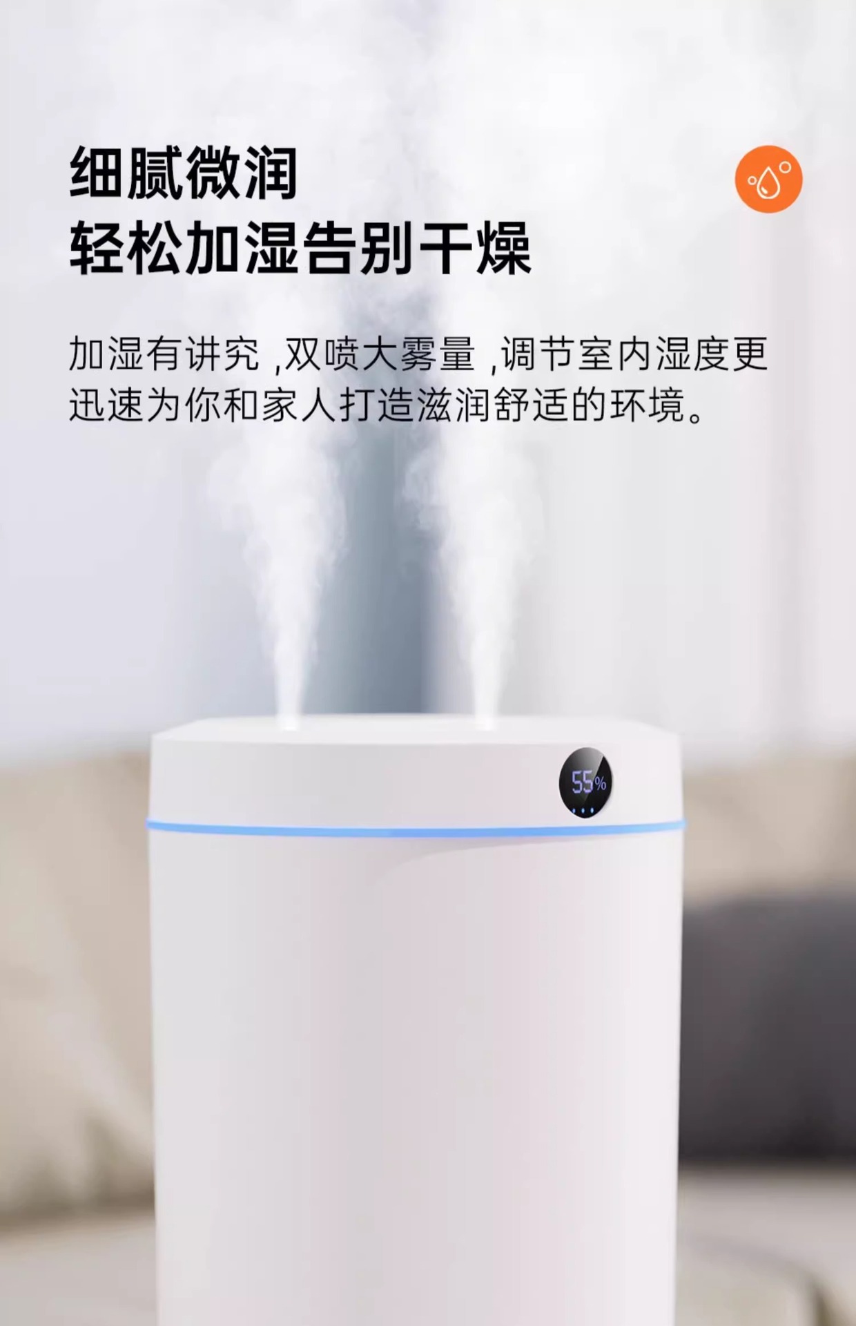 5L大容量双喷加湿器usb家用静音卧室办公室小夜灯数显加湿器批发详情11