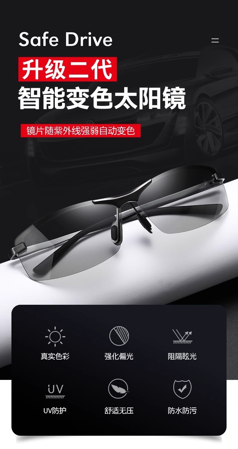 智能变光眼镜男士日夜两用驾驶自动变色偏光司机开车专用太阳墨镜详情4