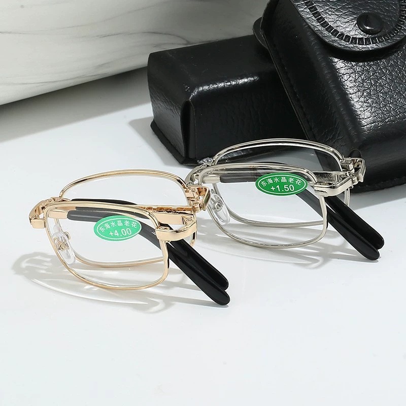 Donghai crystal Glass folding reading glasses, high-definition anti-blue light and anti-fatigue portable reading glasses for men and women pic 4
