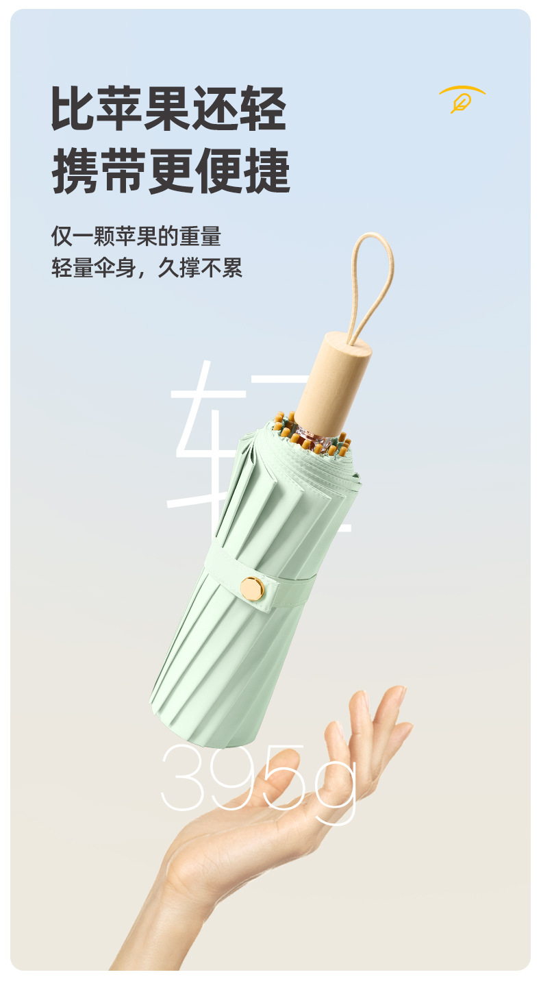 16骨实木彩胶雨伞全自动晴雨两用防晒防紫外线折叠女高级感太阳伞详情14