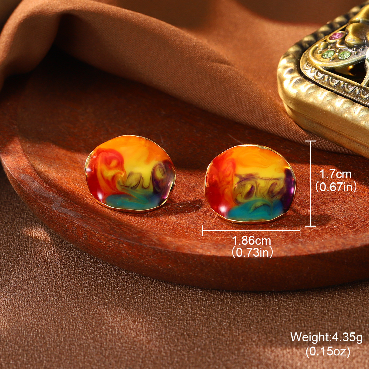 Retro high-end colored ear rings, enamel oil painting series earrings, Van Gogh Monet, niche fashion, versatile earrings for women pic 27