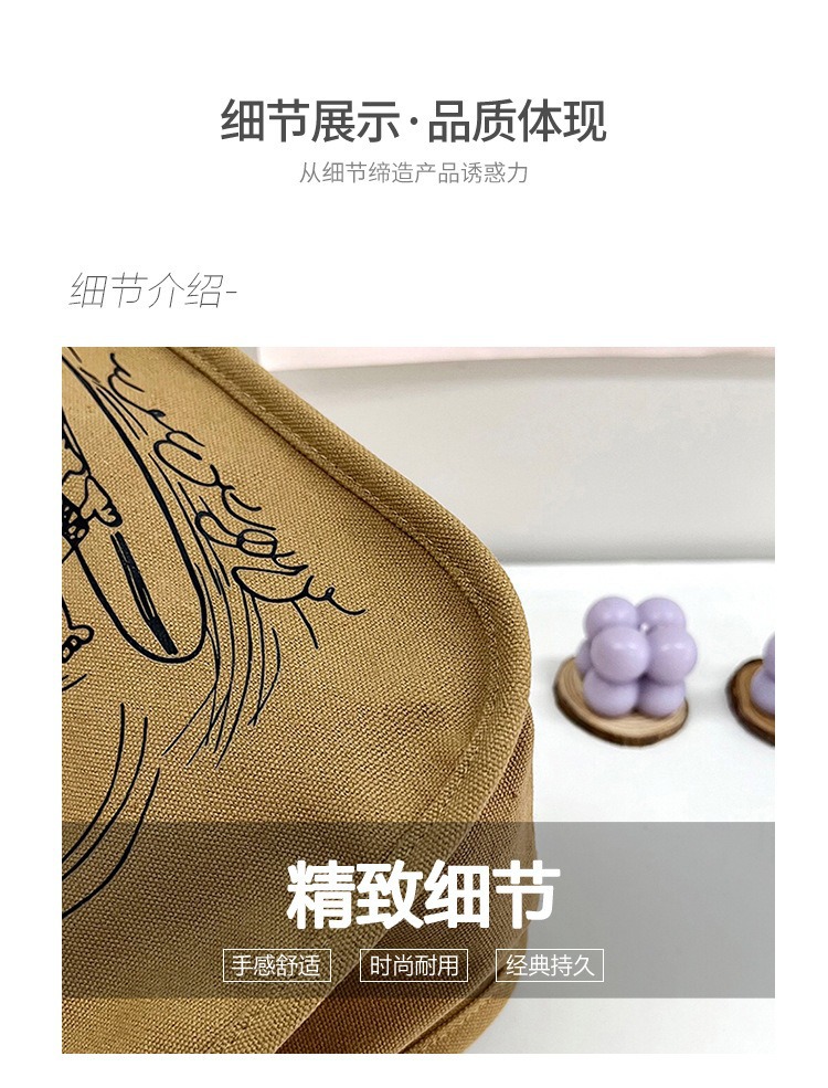史比卡通帆布餐包加厚饭盒袋便当包防水手提保温袋学生大容量分隔详情7