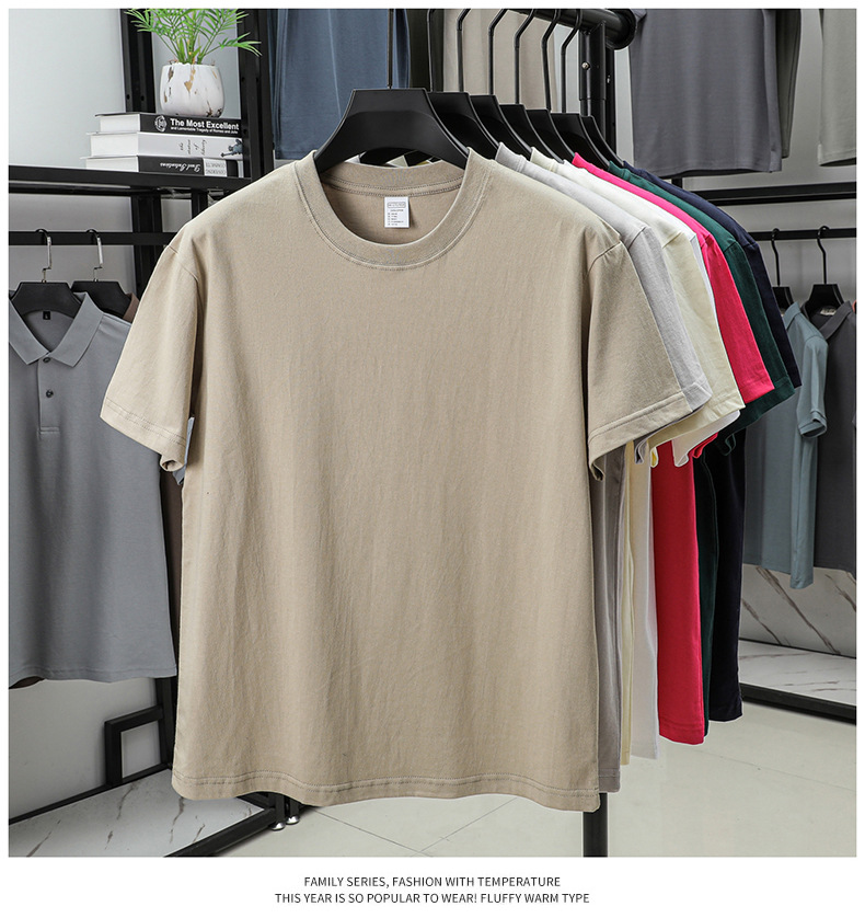 2025夏季新款7A抗菌透气男士短袖t恤14色230克纯棉圆领休闲T恤男详情18