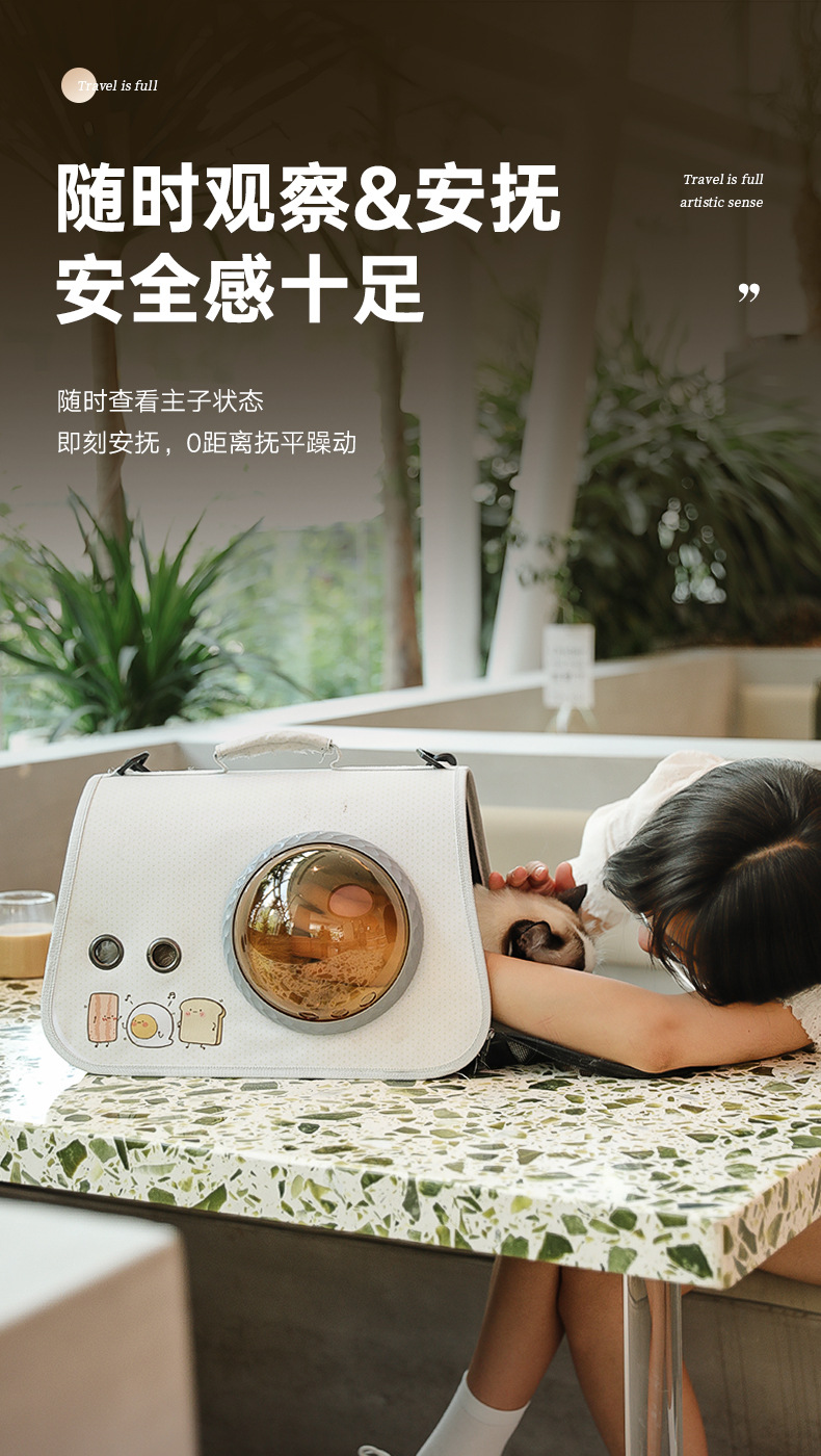 宠物便携太空舱外带猫包手提可折叠单肩包外出背包卡通猫咪狗包包详情11