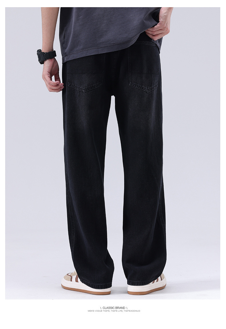 春夏新款牛仔裤男美式直筒牛仔裤男微叭阔腿黄泥复古胖子牛仔裤男详情24