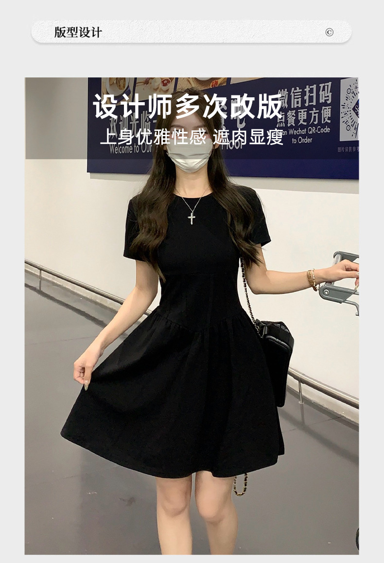 小黑裙鱼骨掐腰女2024超火夏天小个子短裙裙子辣妹高级感连衣裙详情14