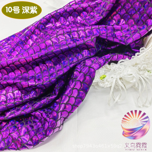 镭射四面高弹鱼鳞布牛奶丝氨纶烫金面料美人鱼裙舞台服装装饰布详情9